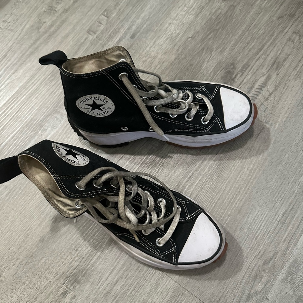 Converse Black High-Tops with White and Brown Soles platform style Sz 7 - Picture 6 of 6
